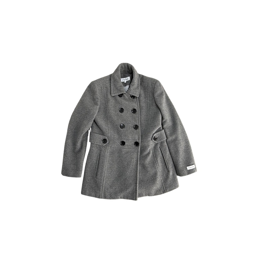 Calvin Klein Coat Womens 6 Gray Wool Peacoat Double Breasted Lined Pockets